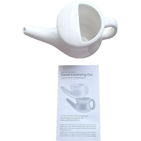 Ancient Secrets White Ceramic Nasal Cleansing Neti Pot - Picture 6 of 11